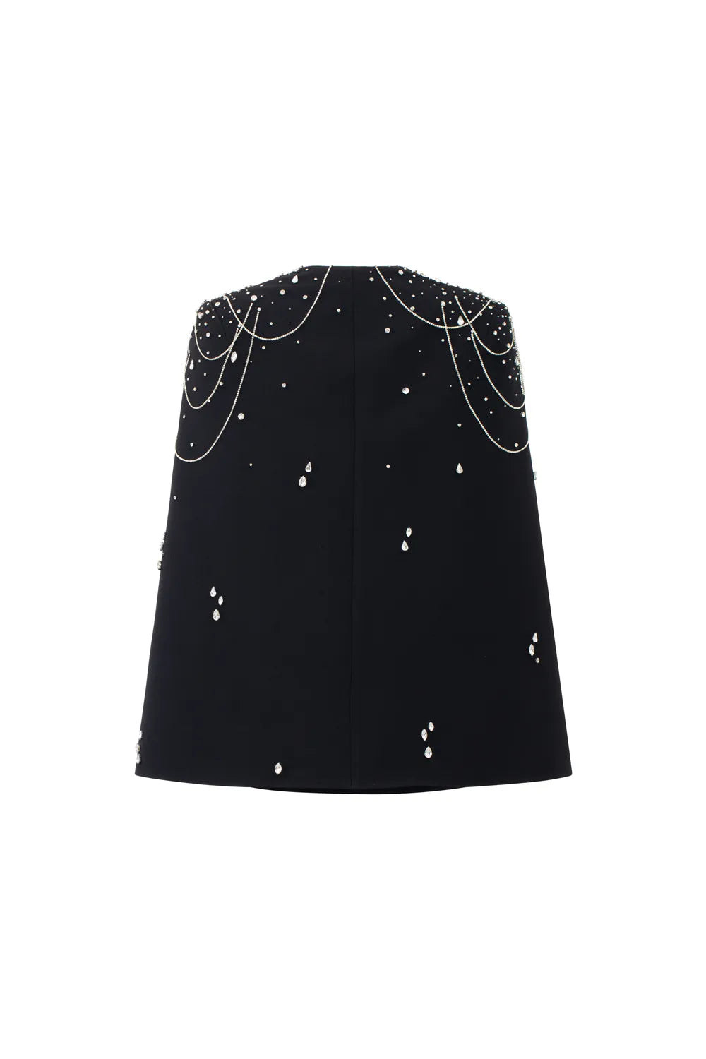Crystal Strings Cape With Straight Across Crystal Embellished Dress Set